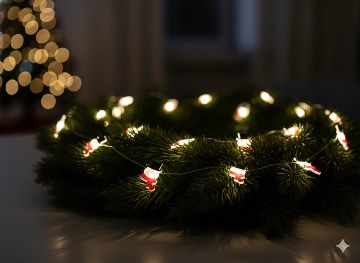 LED fényfüzér hóemberekkel, 20 fény, elemes