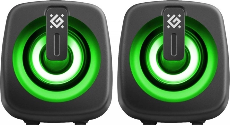 2.0 számítógépes hangszórók LED-del, USB tápellátással, 6 W – fekete