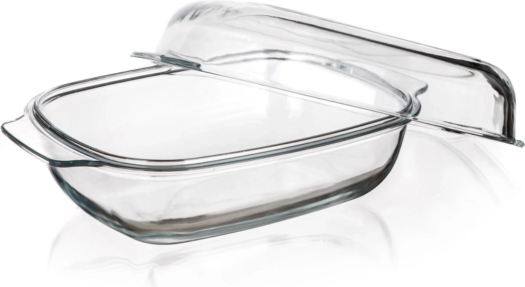 CASEO üvegsütőtál fedővel, 5,7 l, 34,5 × 22,5 × 14,5 cm