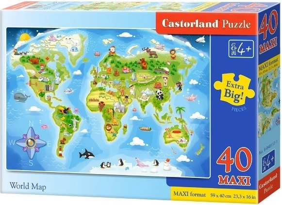 Castorland puzzle képes világtérkép MAXI 40 darab