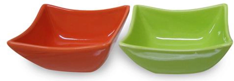 TORO kerámia, szögletes szervírozó tál, vegyes színek