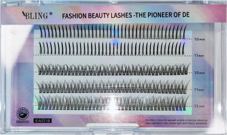 Selyem műszempilla csomók BLING, 10–12 mm