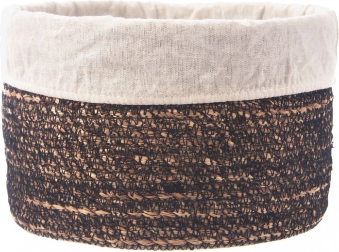 Kézzel font tárolókosár kivehető textilbetéttel 20 × 13 cm
