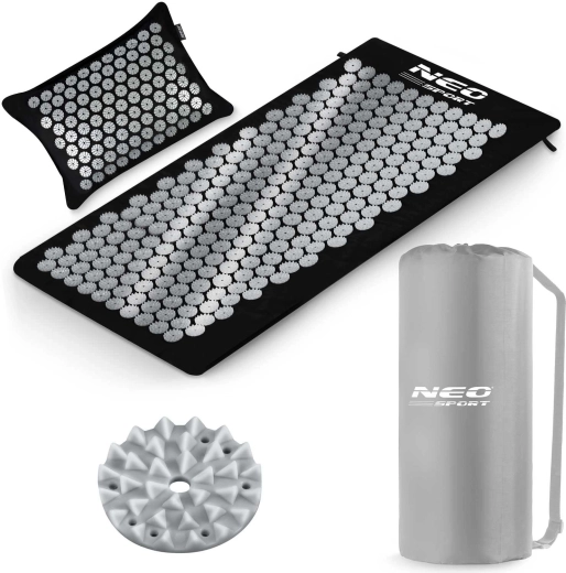 Neo-Sport akupresszúrás tüskés matrac párnával – fekete-ezüst