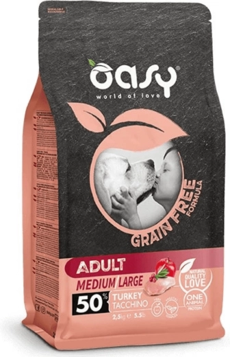 Oasy Grain Free Adult Medium/Large pulykás kutyatáp 2,5 kg