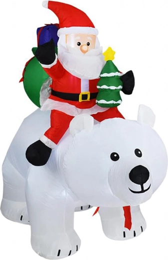 Felfújható karácsonyi dekoráció Mikulással jegesmedvén, LED, 210 cm