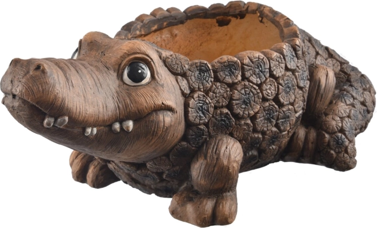RONA krokodil alakú, faerezetű virágtartó 51 × 28 × 21 cm