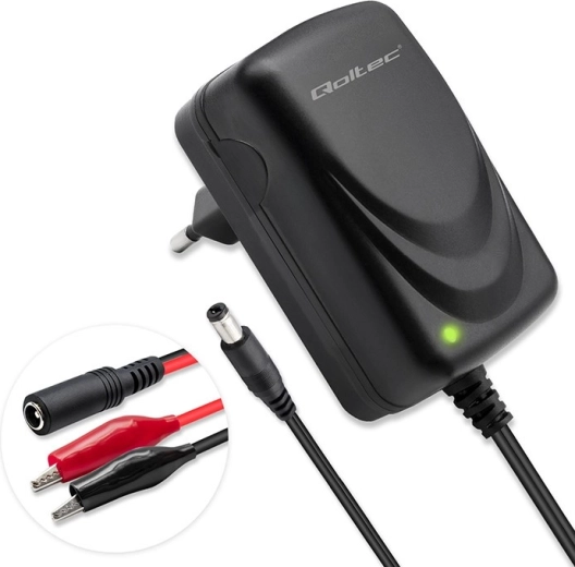 Intelligens AGM, GEL és STD akkumulátortöltő 6V/12V LED jelzéssel, 6 W, 5,5×2,1 mm csatlakozó, 1,8 m kábel