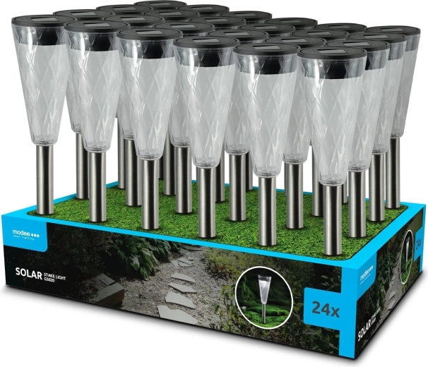 Modee kerti szolár LED földbe szúrható lámpa GS020 35 cm hideg fehér