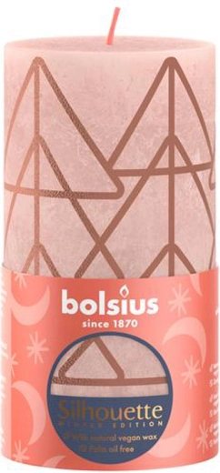 Rusztikus gyertya 130 × 68 mm rózsaszín/borostyánsárga