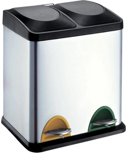 Rozsdamentes szelektív hulladékgyűjtő pedállal, 30 l