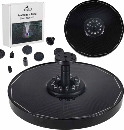 Napelemes lebegő tófúvóka LED RGB-vel, 16,5 cm