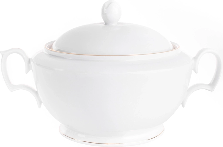 MariaPaula klasszikus porcelán levesestál aranyszegéllyel 2,7 l