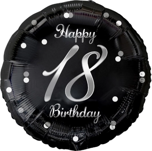 Fólia lufi Happy 18 Birthday fekete 18"