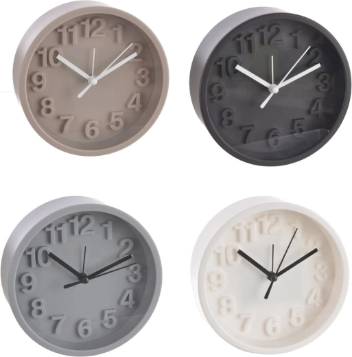 Műanyag (UH) analóg ébresztőóra, 13 cm átmérő (4 színváltozat)