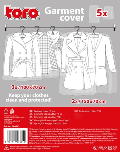 Védő ruhazsákok – egyszer használatos, átlátszó, 5 darabos készlet