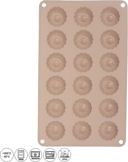Szilikon forma mini koszorúcskákhoz, 18 db, bézs