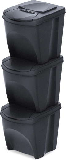 Sortibox Eco Wood 3×25 l szelektáló kuka szett – antracit (3 db)