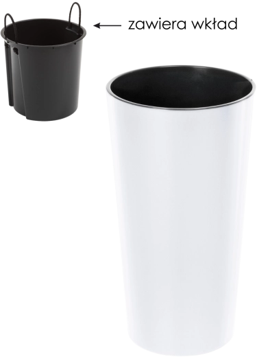 Lilia virágcserép, 25 cm, fényes fehér, betéttel