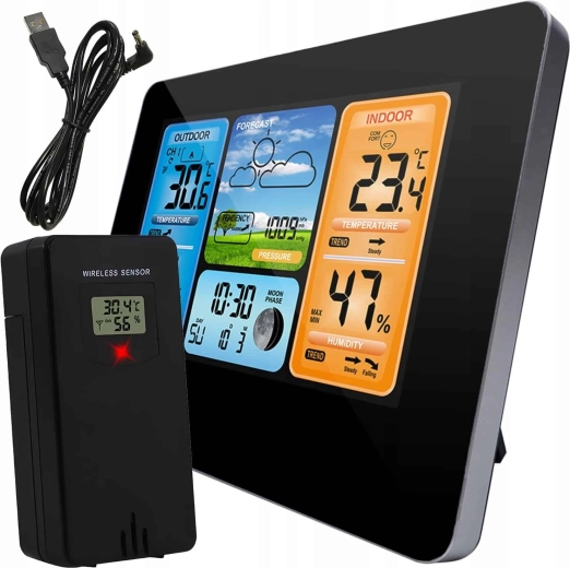 Renew force otthoni meteostáció sunny színes LCD kijelzővel és vezeték nélküli kültéri érzékelővel - 1 db
