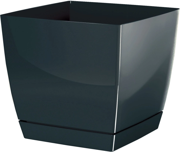 Coubi Square négyszögletes virágcserép tálcával 18 cm grafitszürke