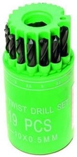 HSS fémfúró készlet 1–10 mm, 19 részes