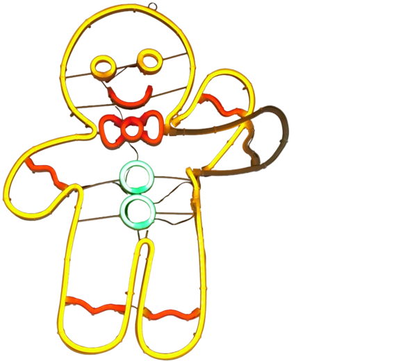 Karácsonyi LED neon dekoráció mézeskalács figura - 1 db
