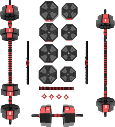 HMS SGC15 15 kg csavaros súlyzókészlet – egykezes és kétkezes rúd
