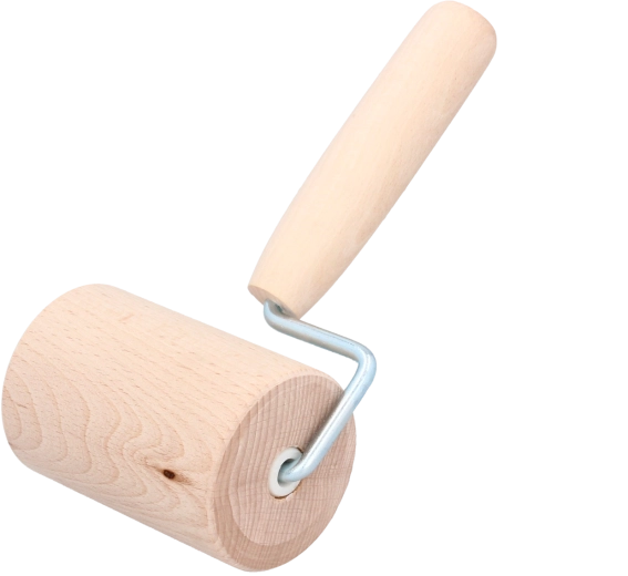 Fa tésztanyújtó sodrófa forgó hengerrel, 30 cm