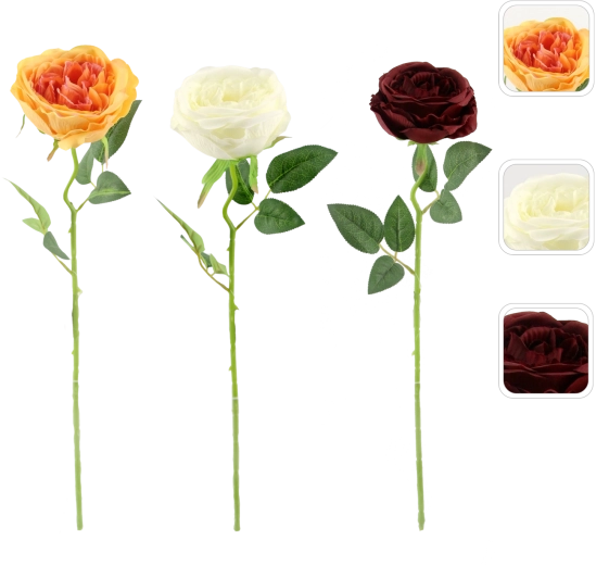 Mesterséges rózsaág 45 cm, vegyes színek (36 db)