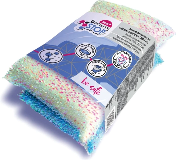 Bacteria Stop tisztítószivacsok finom felületekre 11,5 × 7 × 3 cm, 2 db