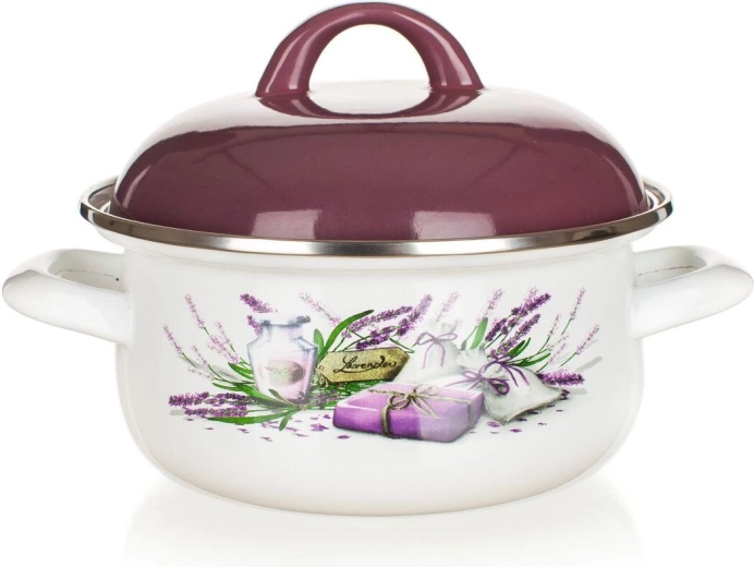 Zománcozott Lavender lábas 20 cm fedővel, 2,1 l