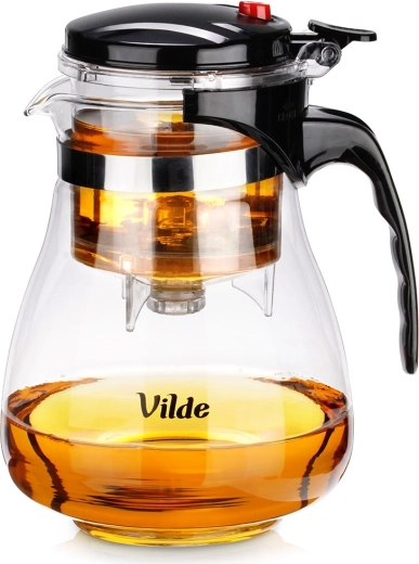Üveg kanna indítógombos teainfúzorral 1,65 l
