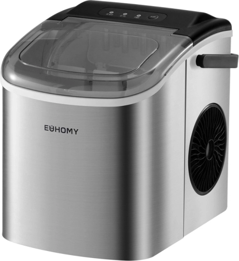 Euhomy IM001 kompakt jégkockakészítő 12 kg/nap, 1,2 l (ezüst)