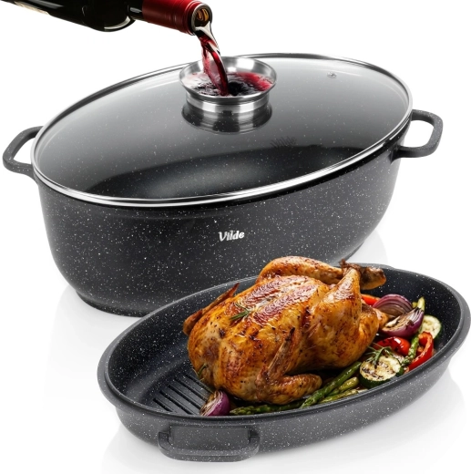 Gránit tepsi 3 az 1-ben fedővel GRANITICA 8 + 3,2 l, 39 × 26,5 × 18 cm