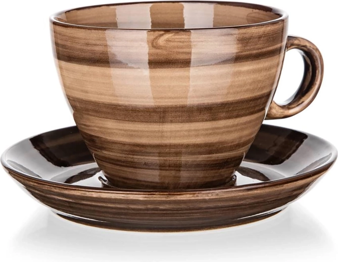 Palas barna kerámia csésze csészével 290 ml