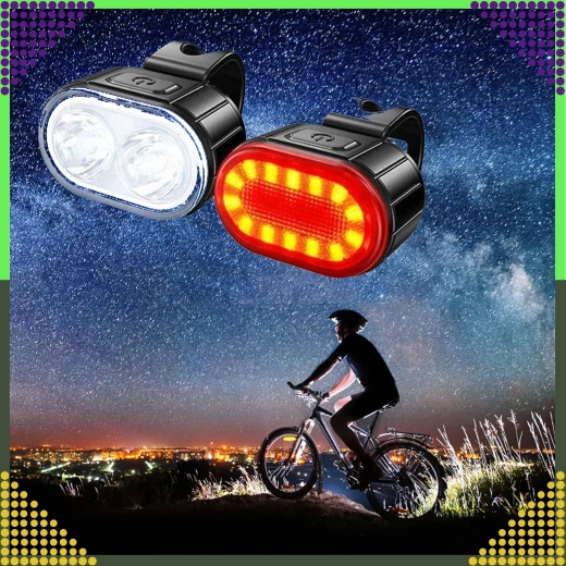 Kerékpár LED lámpaszett első és hátsó, USB‑tölthető, vízálló, 2 db