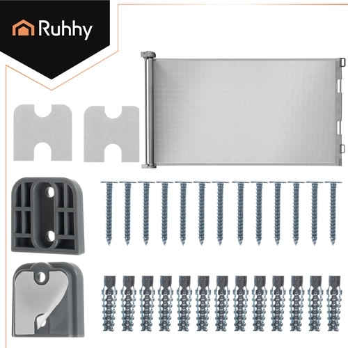 Behúzható biztonsági ajtórács ajtókhoz és lépcsőkhöz, RUHHY, szürke, 157 cm szélességig