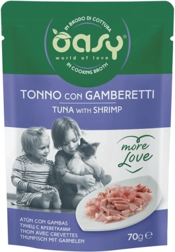 Oasy More Love nedvszakmacska alutasak tonhallal és garnélával 70 g