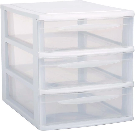 Moduláris szekrény 3 keskeny A4 fiókkal – fehér