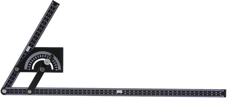 Íves szögmérő 230 × 500 mm, 0° és 180° között