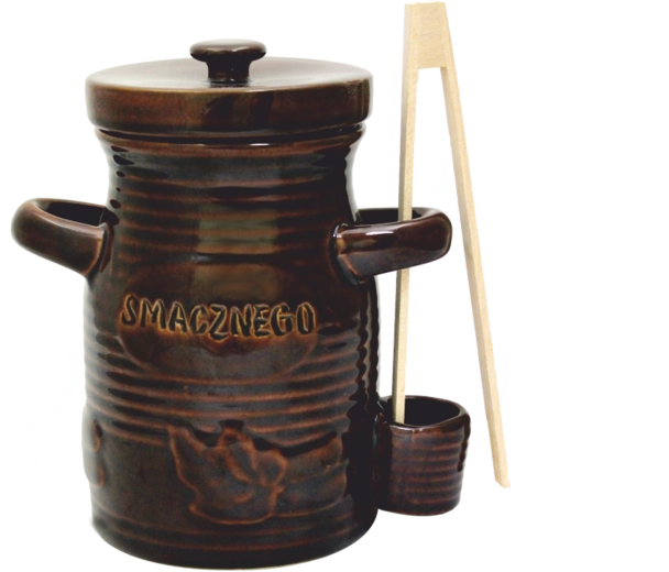 Kerámia fermentációs edény 3,5 l fedővel és fa csipesszel