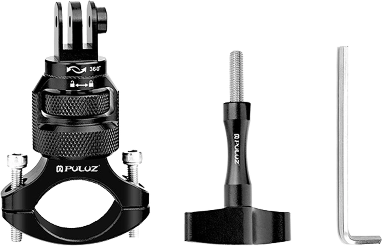 Alumínium 360° kormányrögzítő PULUZ sportkamerákhoz – fekete