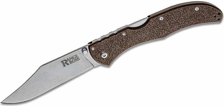 Cold Steel Range Boss összecsukható kés 10,2 cm, stonewash, barna, zsebcsipesszel