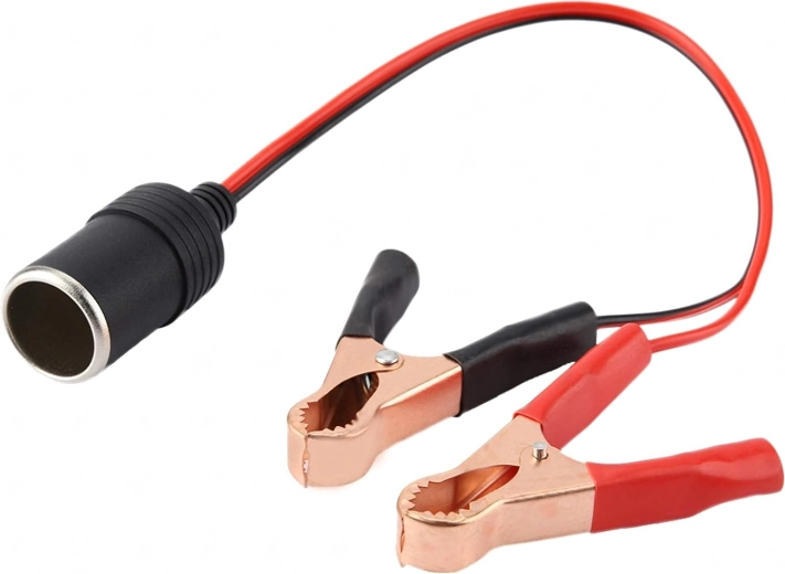 Szivargyújtó aljzathoz való adapter krokodilcsipeszekkel 12/24 V
