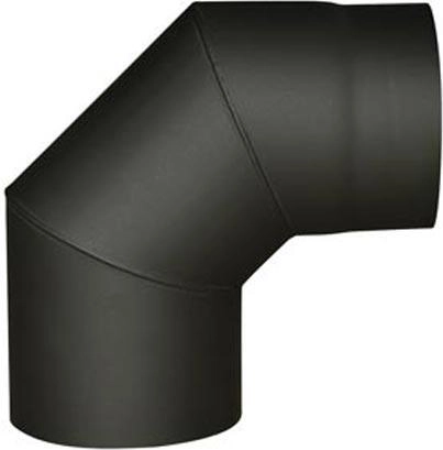 Füstcső könyök 120 mm 90°, fekete, 1,5 mm vastagság