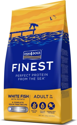 Fish4Dogs granulátum felnőtt kutyáknak Finest fehér hal burgonyával 12 kg