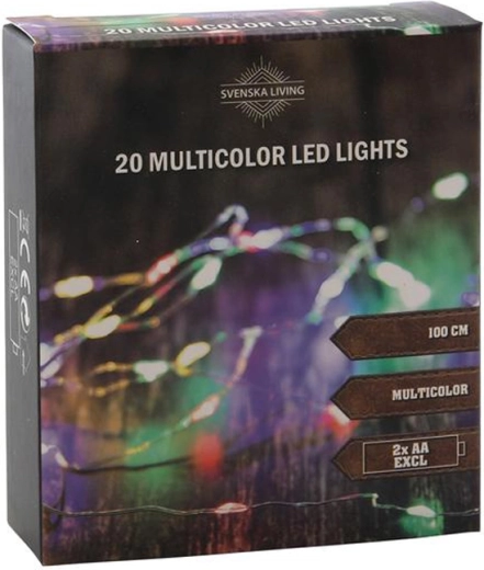 Fényfüzér 20 LED, többszínű, 100 cm