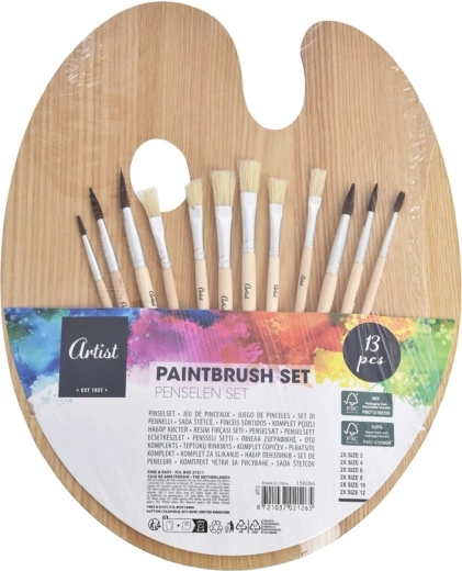 Fa festőpaletta 12 db ecsetkészlettel, 25 × 31 cm