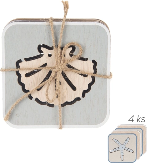 SEA fa poháralátétek 10 × 10 cm, 4 db-os szett